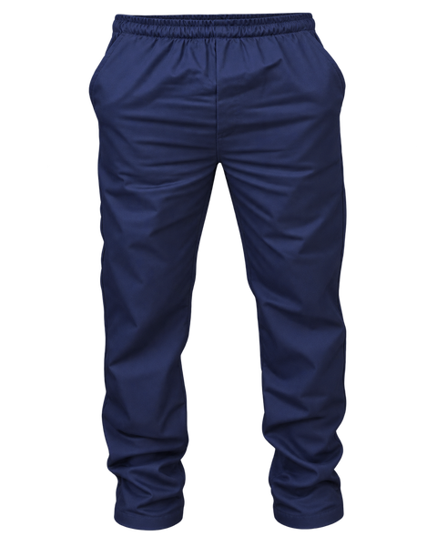 Calça Cós Total Elástico Brim Profissional Azul Marinho