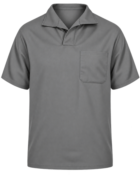 Camisa Gola Polo Profissional Brim com Bolso Cinza