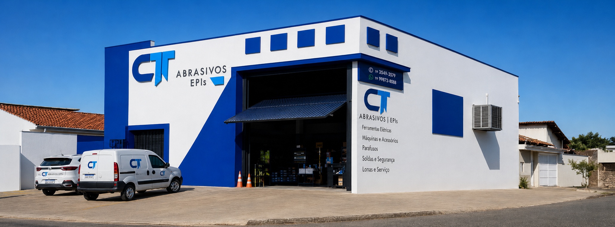 Entrada da loja CT Abrasivos EPIs em Mogi Guaçu